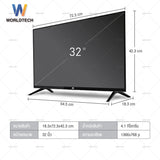 Worldtech ทีวี 32 นิ้ว LED TV Analog อนาลอค ทีวี HD Ready โทรทัศน์ ขนาด 32 นิ้ว ฟรี!! สาย HDMI (2xUSB, 2xHDMI) ทีวีราคาถูกๆ ราคาพิเศษ (ผ่อน0%) รับประกัน 1 ปีเต็ม ภาพคมชัด ความละเอียด HD
