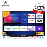 Worldtech ทีวี 55 นิ้ว Android Analog Smart TV แอนดรอย สมาร์ททีวี 4K ฟรีสาย HDMI (2xUSB, 3xHDMI) Netflix YouTube Internet Wifi Games Disney Hotstar Line TV เกมส์ ราคาถูกๆ ราคาพิเศษ (ผ่อนชำระ 0%) รับประกัน1ปี ภาพคมชัด ความละเอียด HD