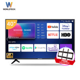 Worldtech ทีวี 40 นิ้ว Android Smart TV แอนดรอย สมาร์ททีวี Full HD LED Wifi โทรทัศน์ ขนาด 40 นิ้ว (รวมขอบ) Netflix YouTube Internet Wifi Games Disney Hotstar Line TV เกมส์ ราคาถูกๆ ราคาพิเศษ (ผ่อนชำระ 0%) ประกันสินค้า1ปี
