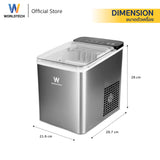 Worldtech เครื่องทำน้ำแข็งอัตโนมัติ รุ่น WT-IM700_Silver ทำน้ำแข็งใน 6-9 นาที   Ice Maker+ แถมฟรีที่ตัก