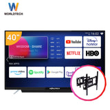 Worldtech ทีวี 40 นิ้ว Android Smart TV แอนดรอย สมาร์ททีวี Full HD LED Wifi โทรทัศน์ ขนาด 40 นิ้ว (รวมขอบ) Netflix YouTube Internet Wifi Games Disney Hotstar Line TV เกมส์ ราคาถูกๆ ราคาพิเศษ (ผ่อนชำระ 0%) ประกันสินค้า1ปี