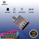 Worldtech อุปกรณ์รับสัญญาณบลูทูธในรถยนต์ Transmitter WT-89FM-20